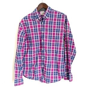 J. CREW Mens Medium Purple Blue Gray Plaid Long Sleeve Button Up Shirt NN14